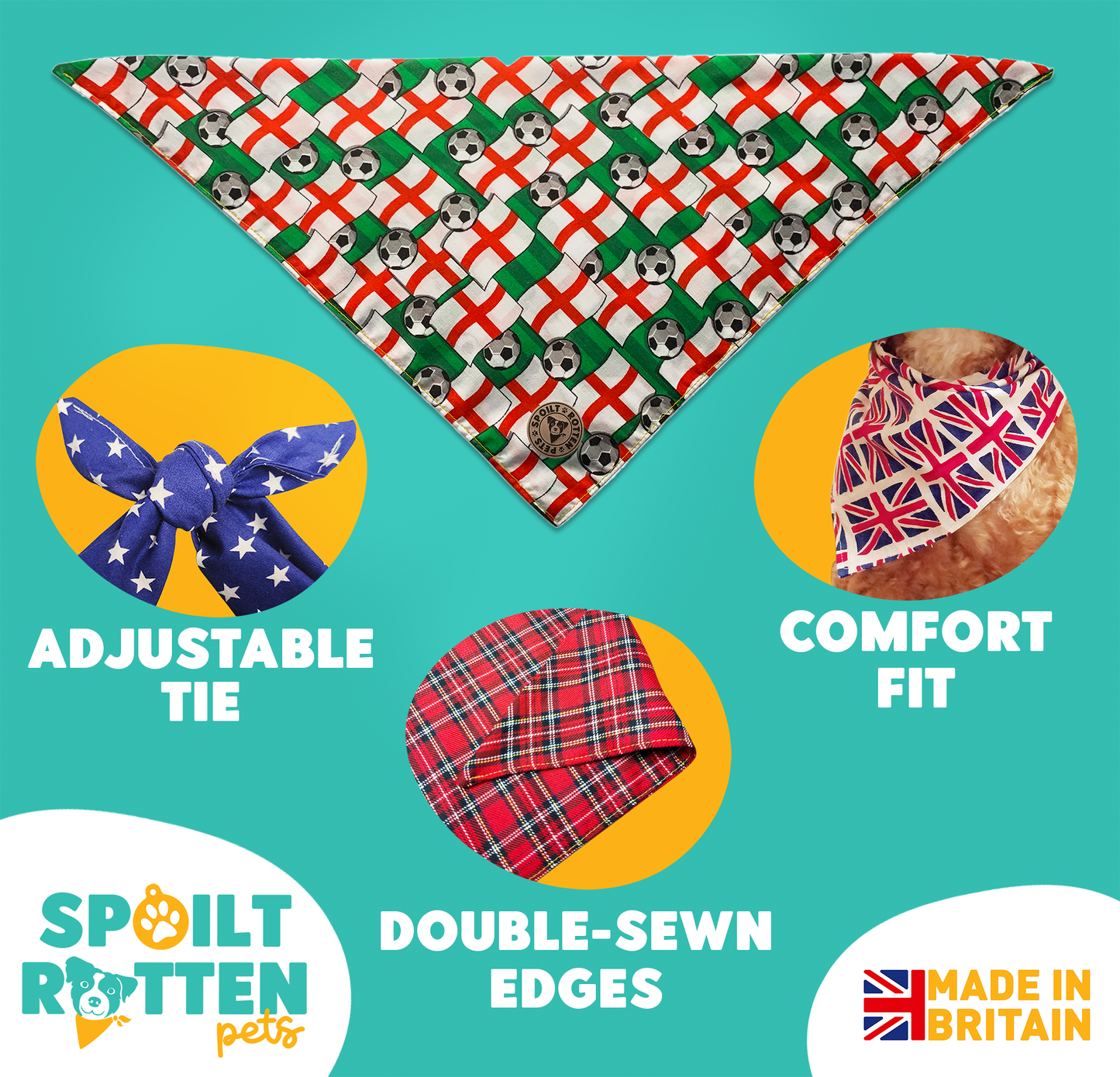 The Wembley - Football Flag Tied Dog Bandana