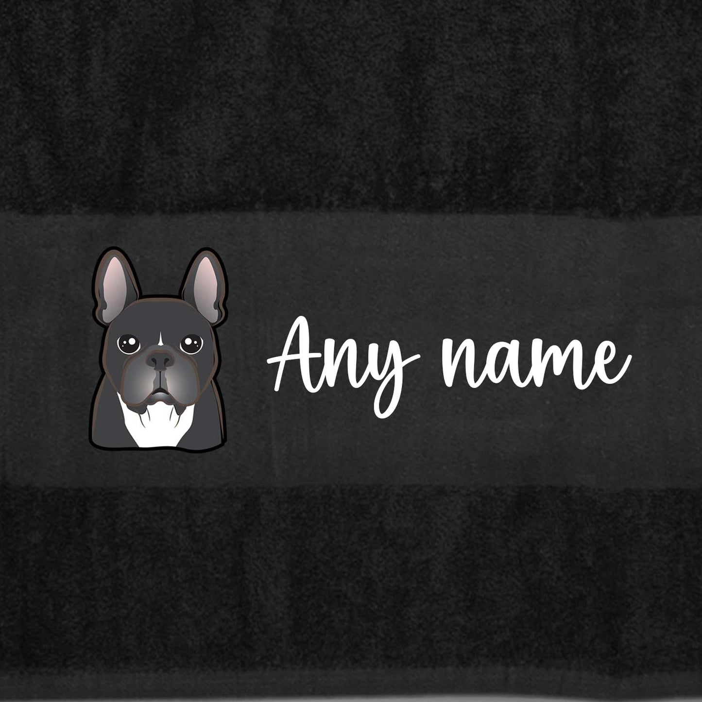 BLACK Any Pet Name And A Choice Of Dog Breed - Bath Towel