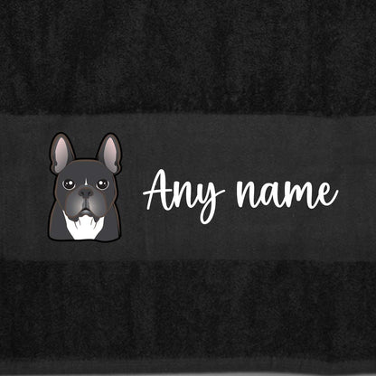 BLACK Any Pet Name And A Choice Of Dog Breed - Bath Towel