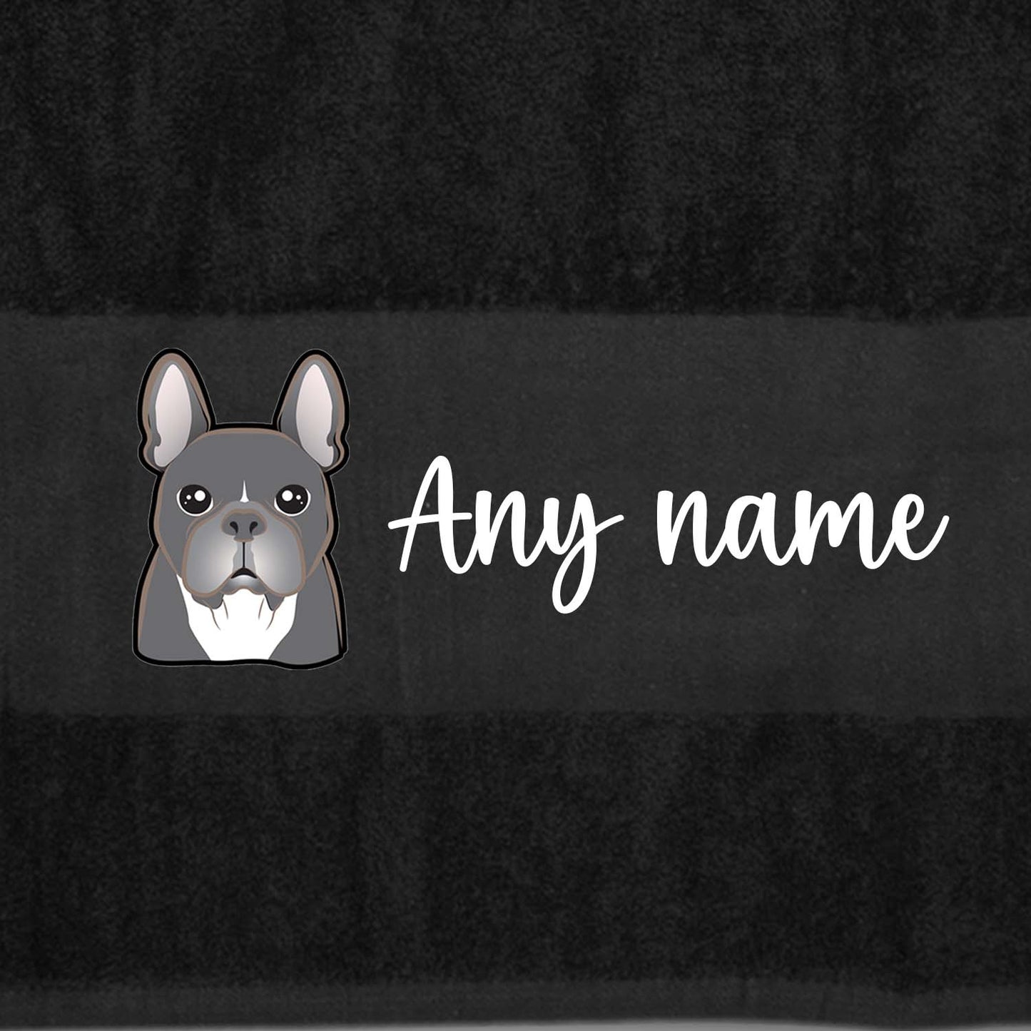 BLACK Any Pet Name And A Choice Of Dog Breed - Bath Towel