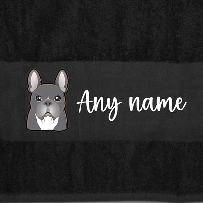 BLACK Any Pet Name And A Choice Of Dog Breed - Bath Towel