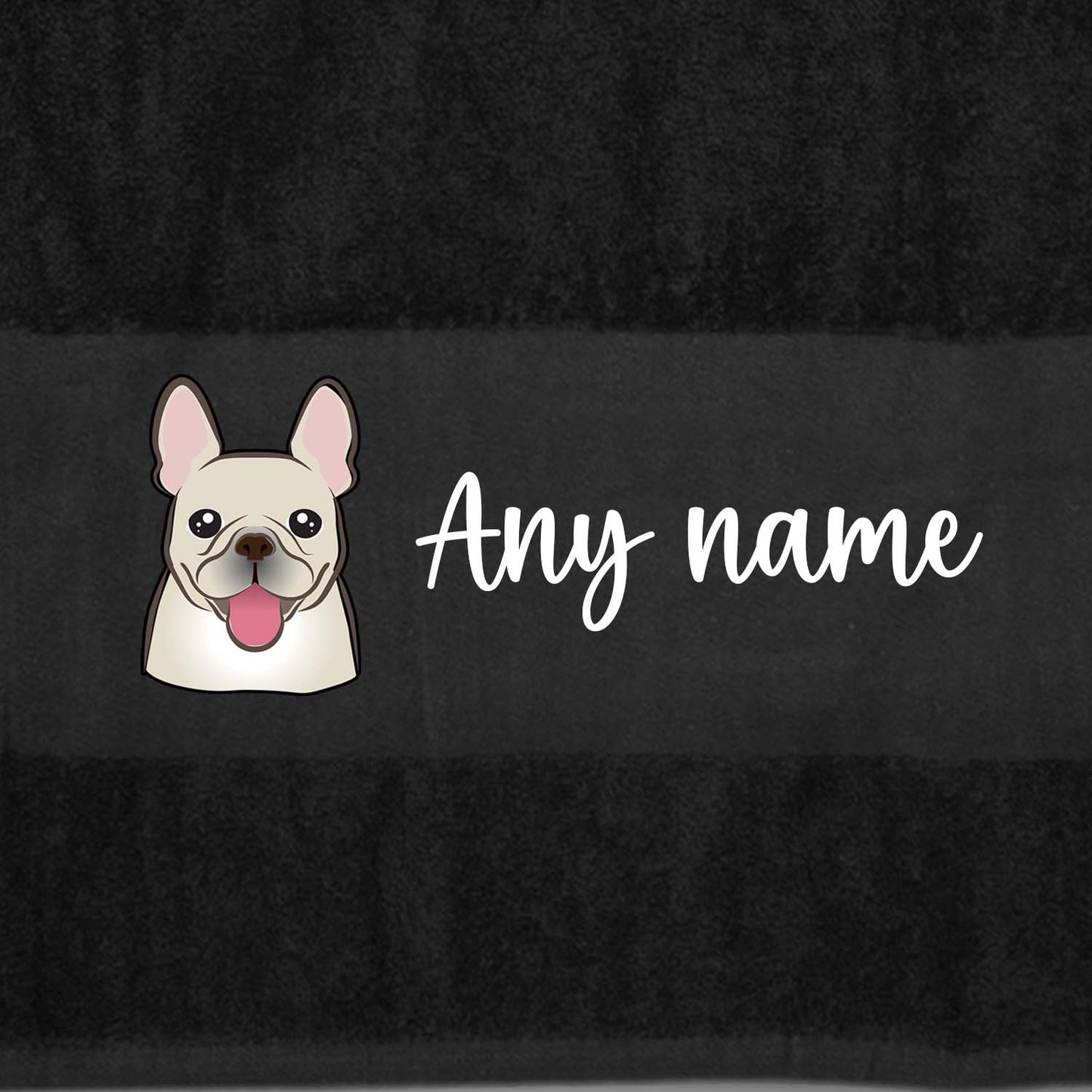 BLACK Any Pet Name And A Choice Of Dog Breed - Bath Towel