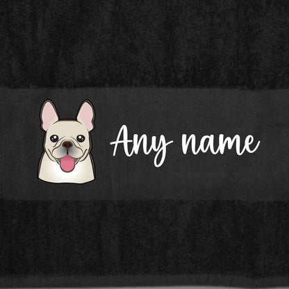 BLACK Any Pet Name And A Choice Of Dog Breed - Bath Towel