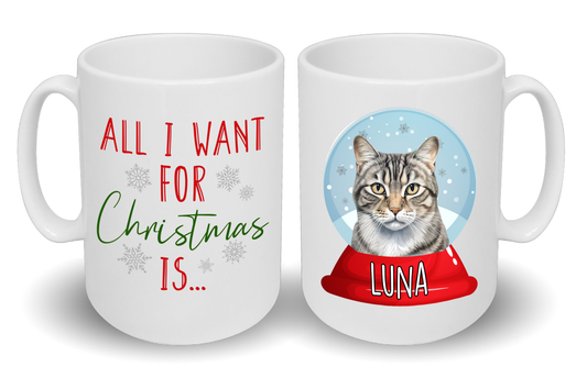 'All I Want For Christmas' Custom Cat Breed & Name Mug