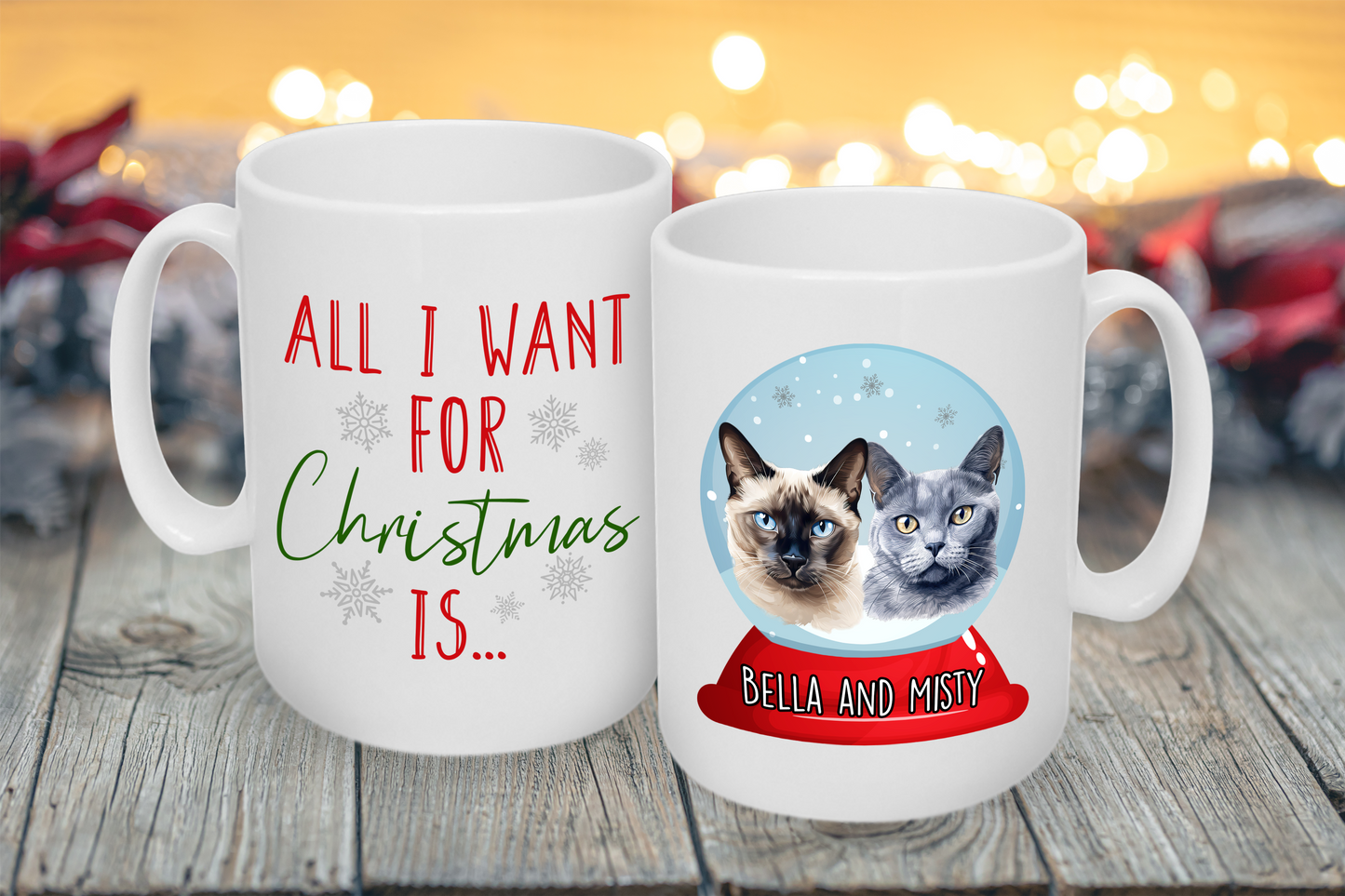 'All I Want For Christmas' Custom Cat Breed & Name Mug