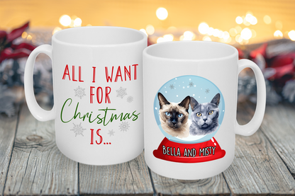 'All I Want For Christmas' Custom Cat Breed & Name Mug