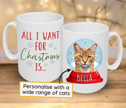 'All I Want For Christmas' Custom Cat Breed & Name Mug