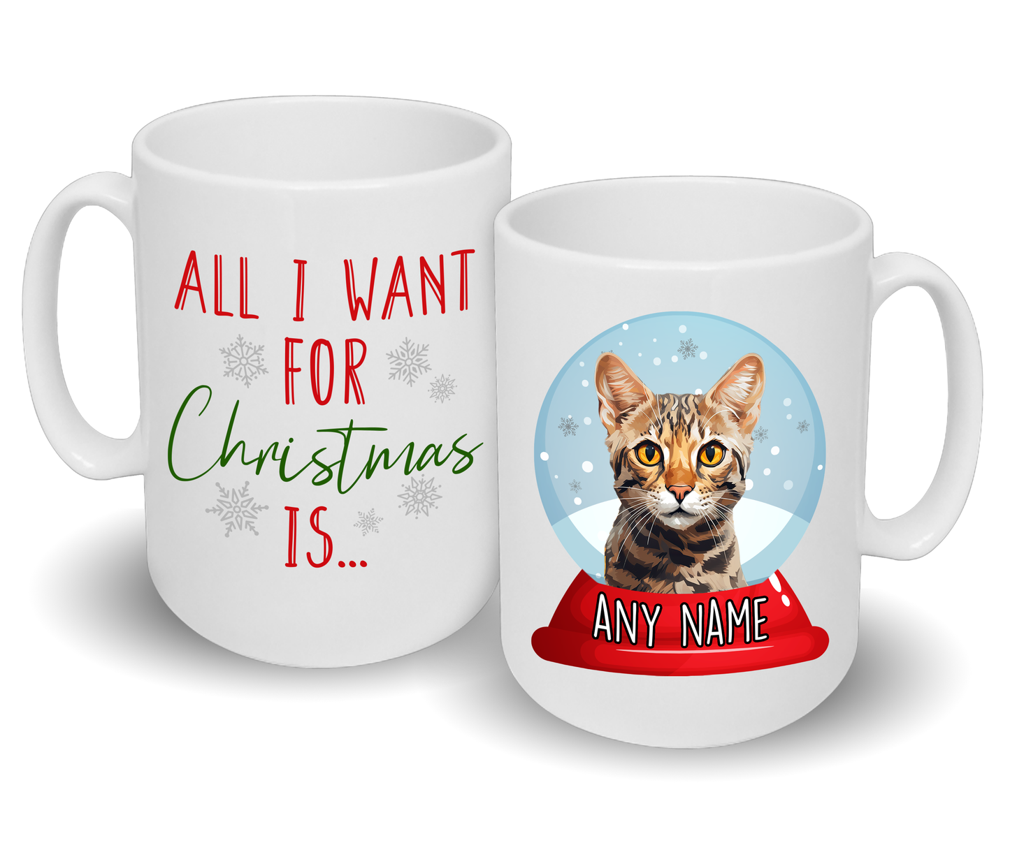 'All I Want For Christmas' Custom Cat Breed & Name Mug