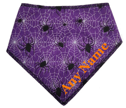 Purple Cobwebs Any Name Dog Bandana