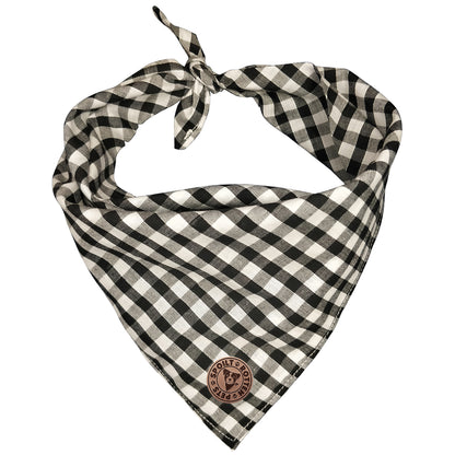 The Derbyshire - Gingham Black Tied Dog Bandana