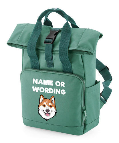 Travel Rucksack 9 Litres Sage Green Any Breed Backpack With Custom Personalised Dog Name