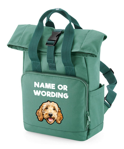 Travel Rucksack 9 Litres Sage Green Any Breed Backpack With Custom Personalised Dog Name