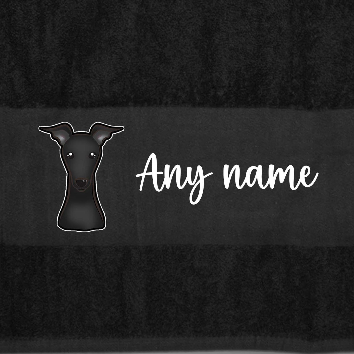 BLACK Any Pet Name And A Choice Of Dog Breed - Bath Towel