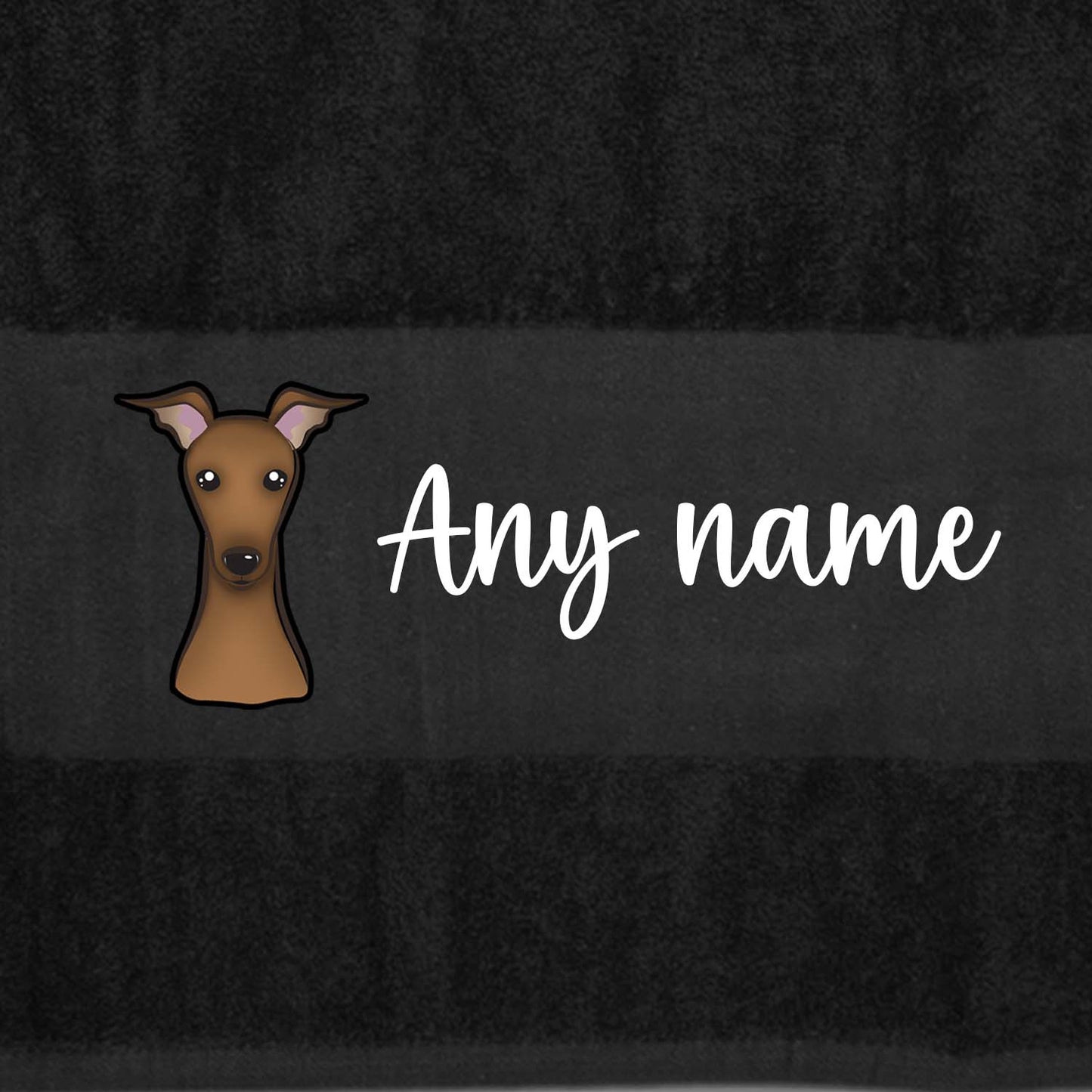 BLACK Any Pet Name And A Choice Of Dog Breed - Bath Towel
