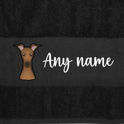 BLACK Any Pet Name And A Choice Of Dog Breed - Bath Towel