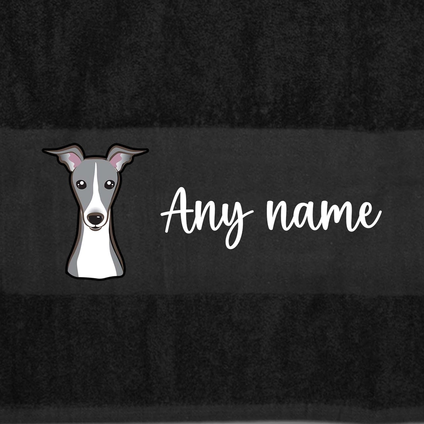 BLACK Any Pet Name And A Choice Of Dog Breed - Bath Towel