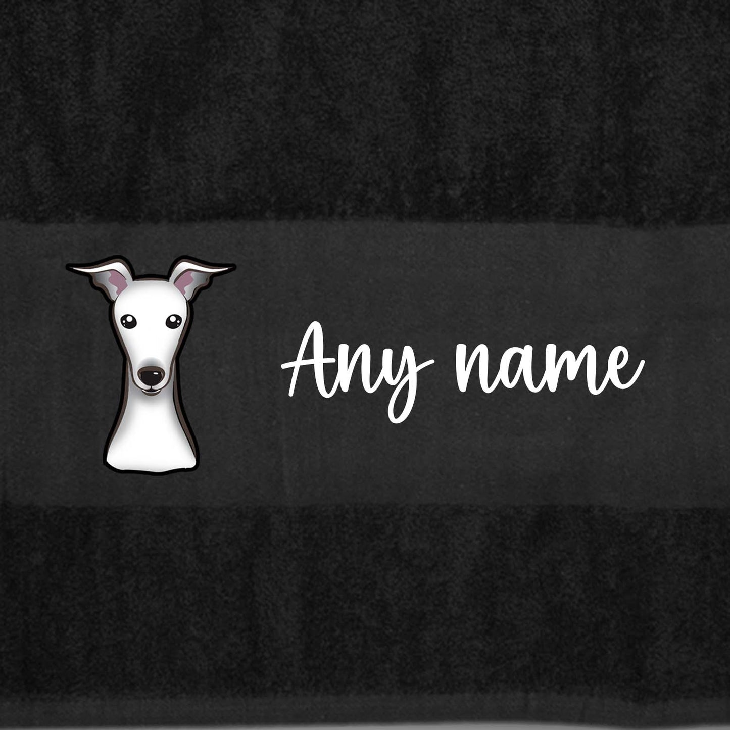 BLACK Any Pet Name And A Choice Of Dog Breed - Bath Towel