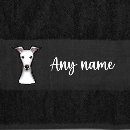 BLACK Any Pet Name And A Choice Of Dog Breed - Bath Towel