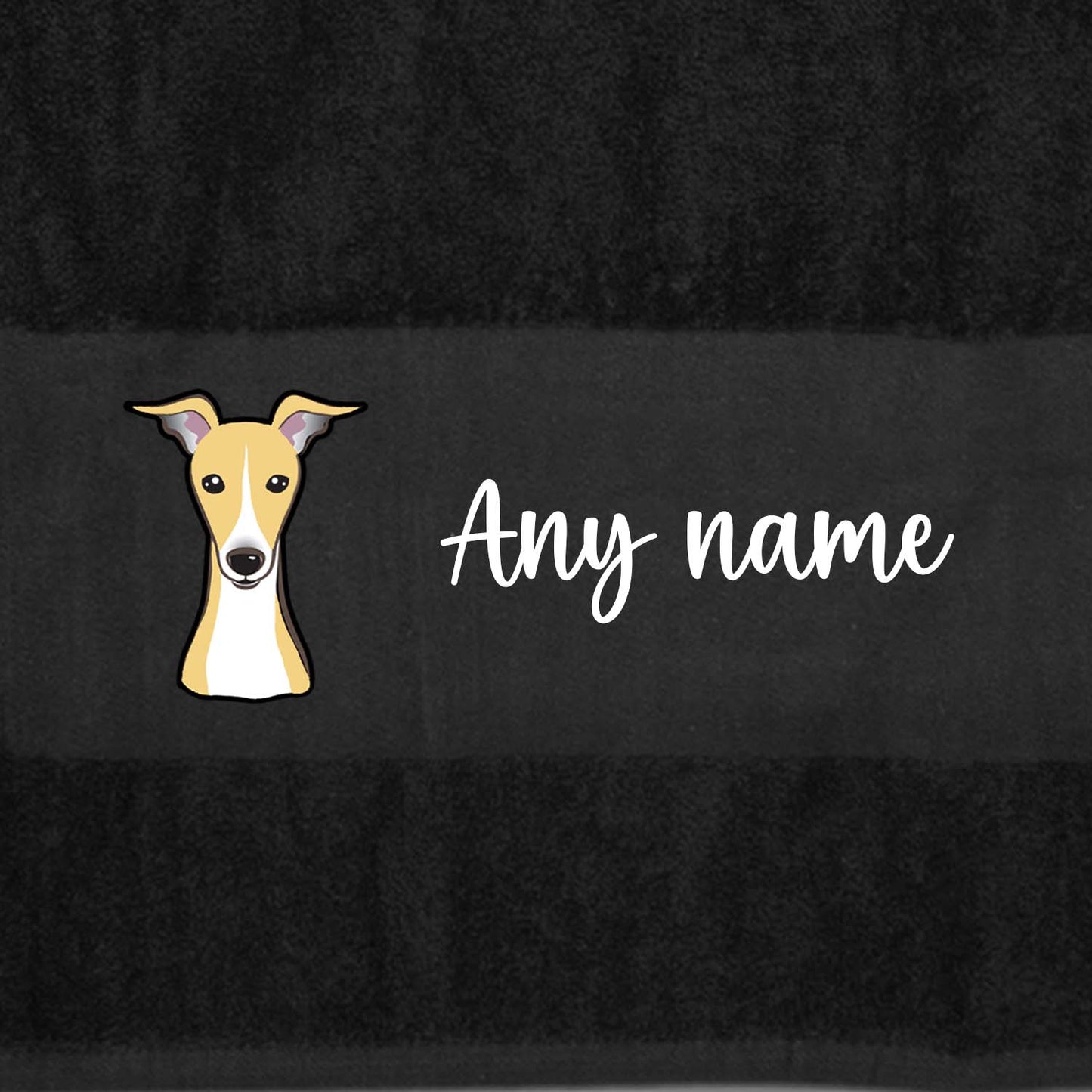 BLACK Any Pet Name And A Choice Of Dog Breed - Bath Towel