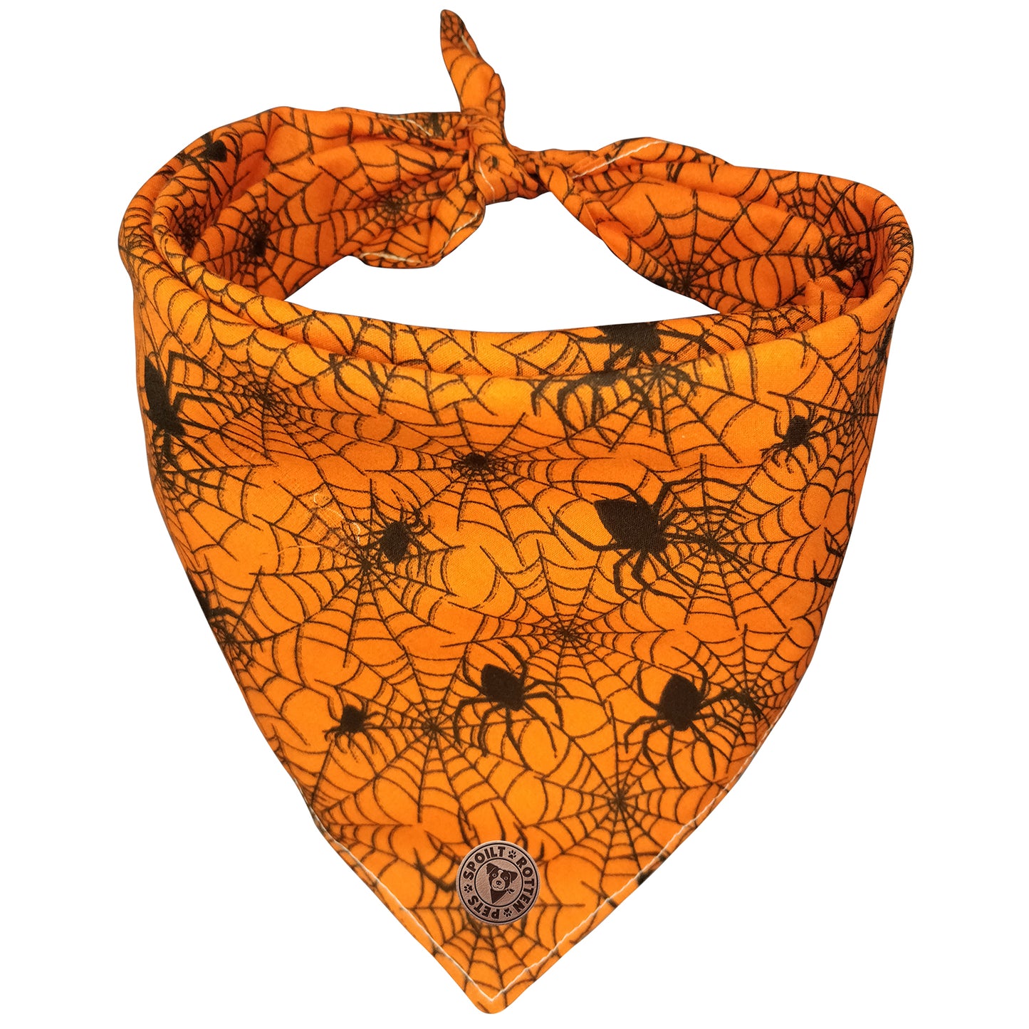 The Glasgow - Orange Cobweb Spot Tied Dog Bandana
