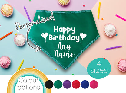 Happy Birthday With Heart Balloons Any Name Dog Bandana