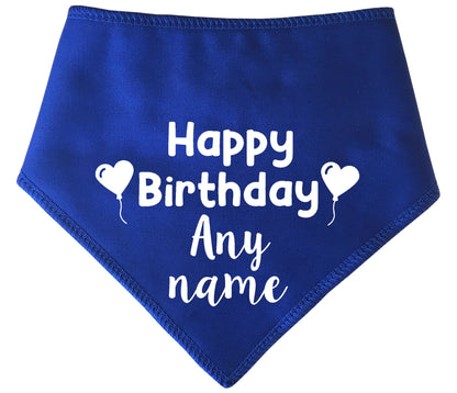 Happy Birthday With Heart Balloons Any Name Dog Bandana