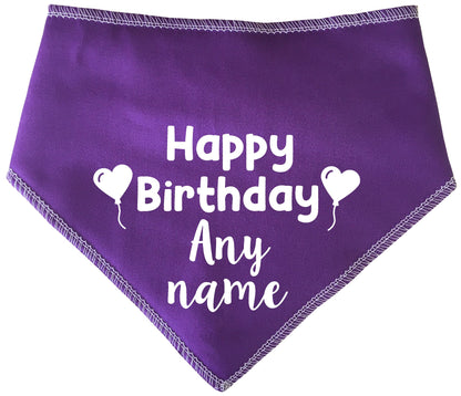 Happy Birthday With Heart Balloons Any Name Dog Bandana