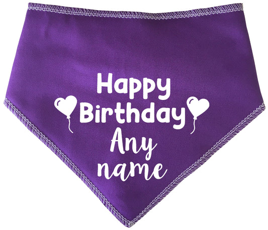 Happy Birthday With Heart Balloons Any Name Dog Bandana
