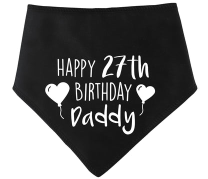 Happy Birthday Daddy Any Age Heart Balloons Dog Bandana