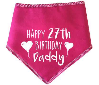 Happy Birthday Daddy Any Age Heart Balloons Dog Bandana