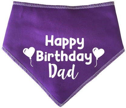 Happy Birthday Dad Heart Balloons Dog Bandana
