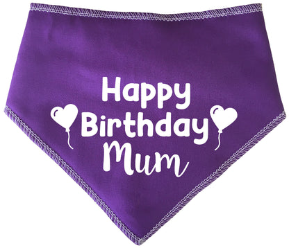 Happy Birthday Mum Heart Balloons Dog Bandana