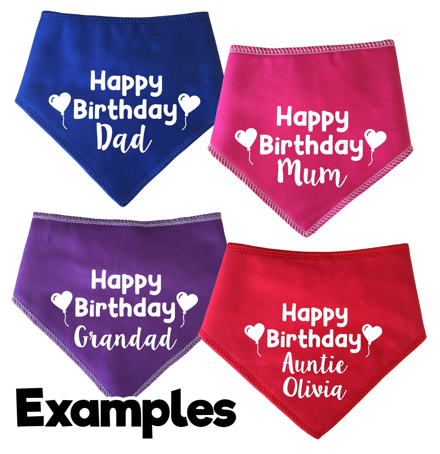 Happy Birthday With Heart Balloons Any Name Dog Bandana
