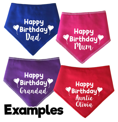 Happy Birthday With Heart Balloons Any Name Dog Bandana