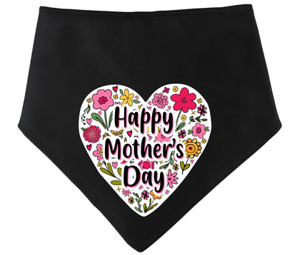 Happy Mother's Day Floral Heart Dog Bandana