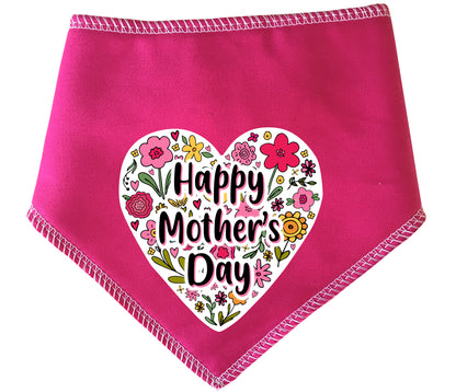 Happy Mother's Day Floral Heart Dog Bandana