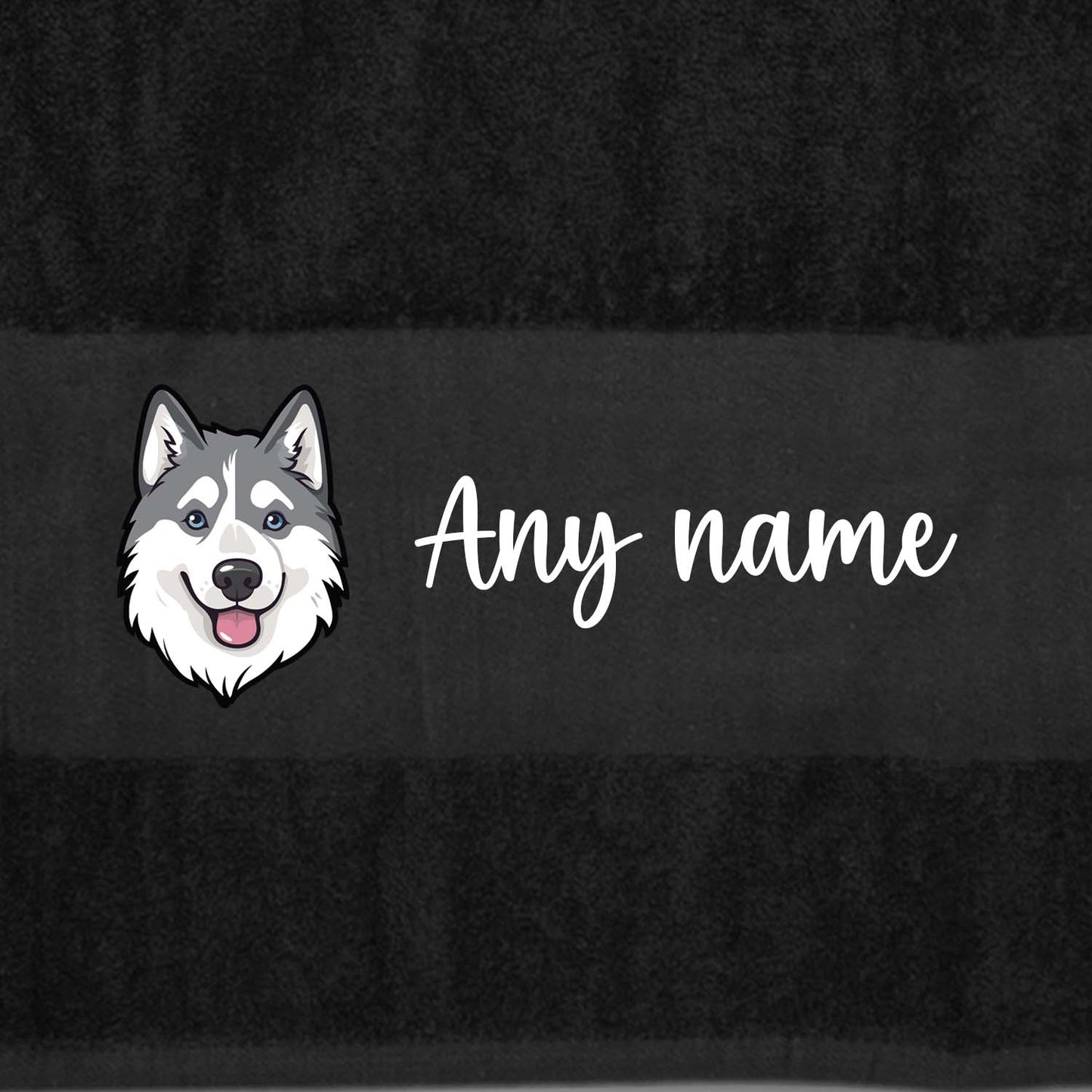 BLACK Any Pet Name And A Choice Of Dog Breed - Bath Towel