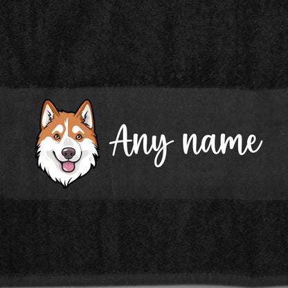 BLACK Any Pet Name And A Choice Of Dog Breed - Bath Towel