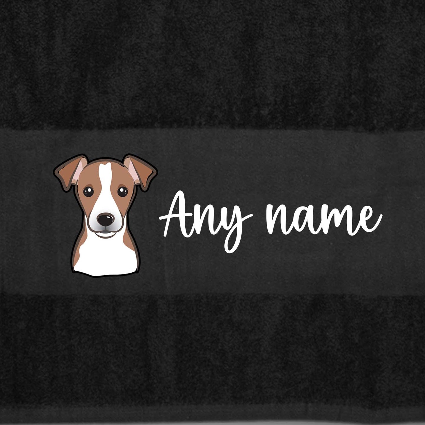 BLACK Any Pet Name And A Choice Of Dog Breed - Bath Towel