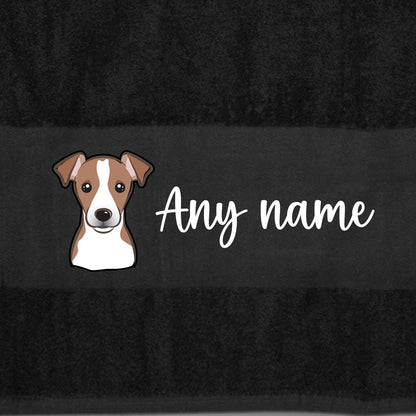 BLACK Any Pet Name And A Choice Of Dog Breed - Bath Towel