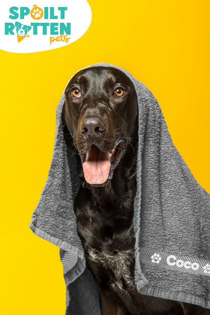 Steel Grey Pet Towel Personalised With Name or Wording