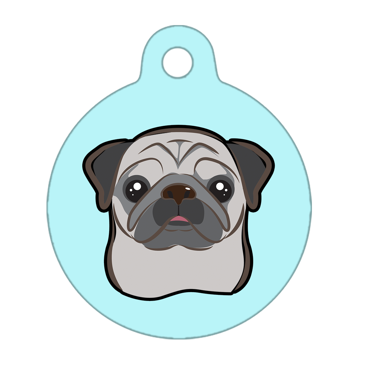 19mm Diameter Tiny Size - Pug Dog