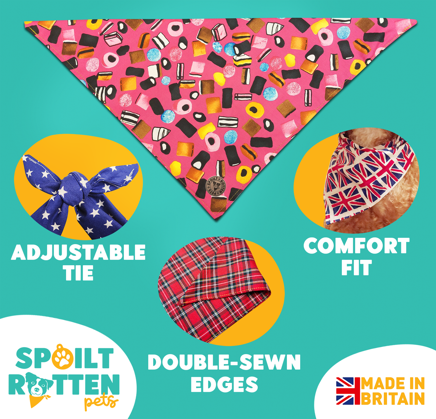 The Blackpool - Liquorice Allsorts Pink Tied Dog Bandana