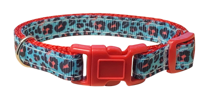 Blue Leopard Print Cat Collar