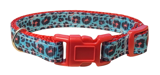 Blue Leopard Print Cat Collar