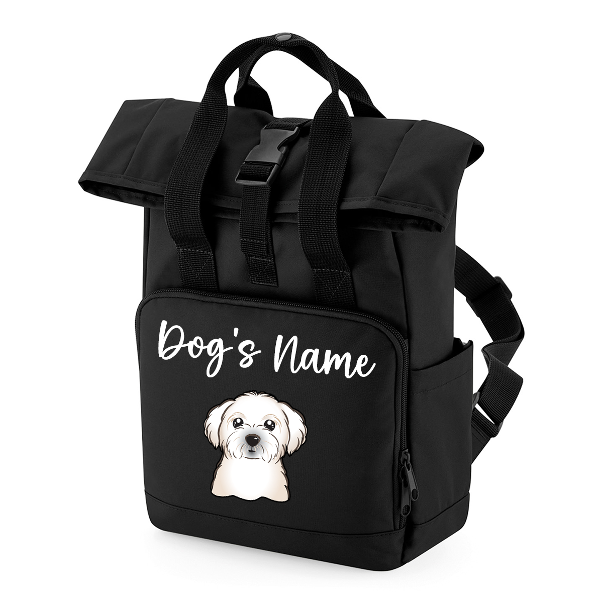 Travel Rucksack 9 Litres Black Any Breed Backpack With Custom Personalised Dog Name