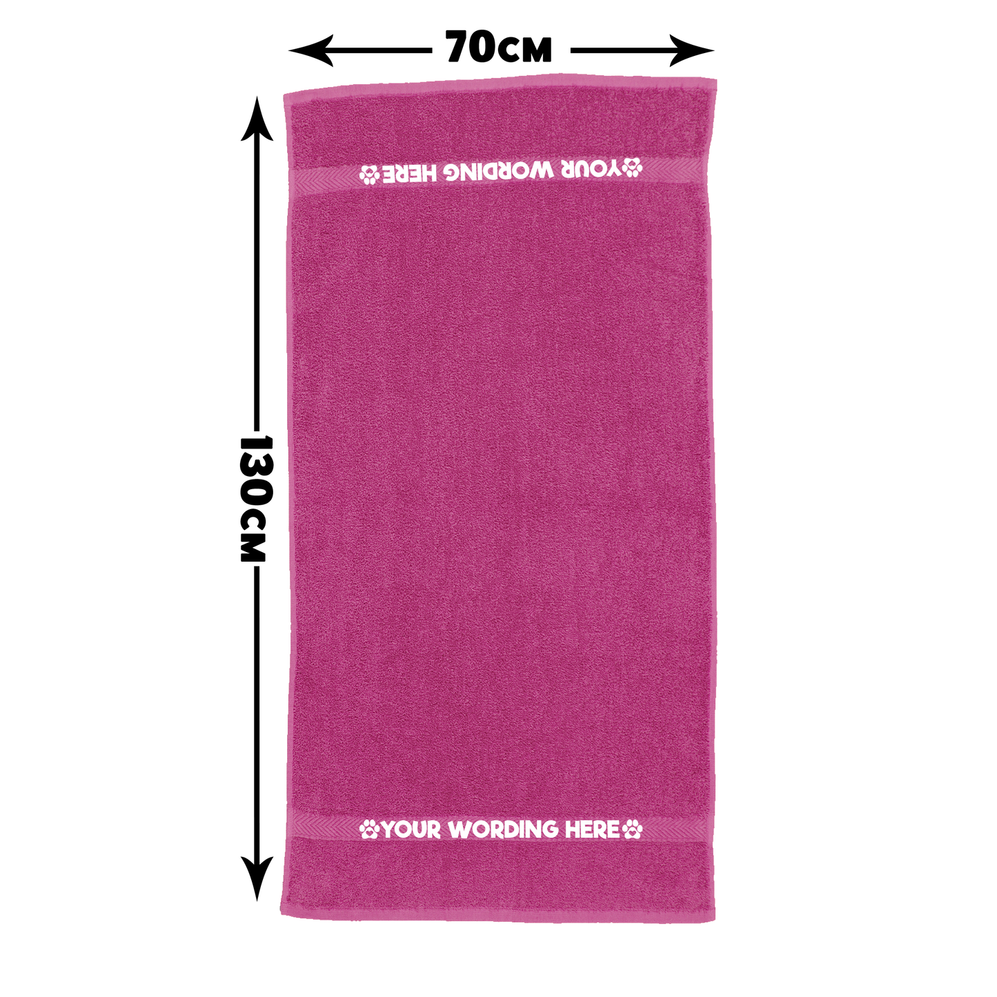 Hot Pink Cerise Pet Towel Personalised With Name or Wording