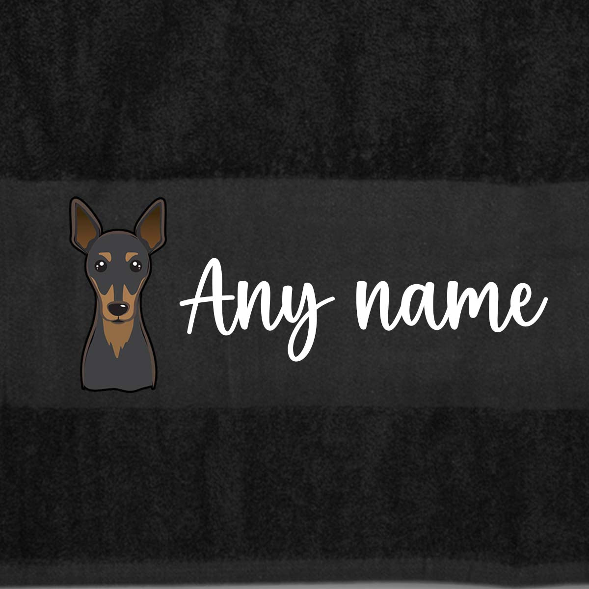 BLACK Any Pet Name And A Choice Of Dog Breed - Bath Towel
