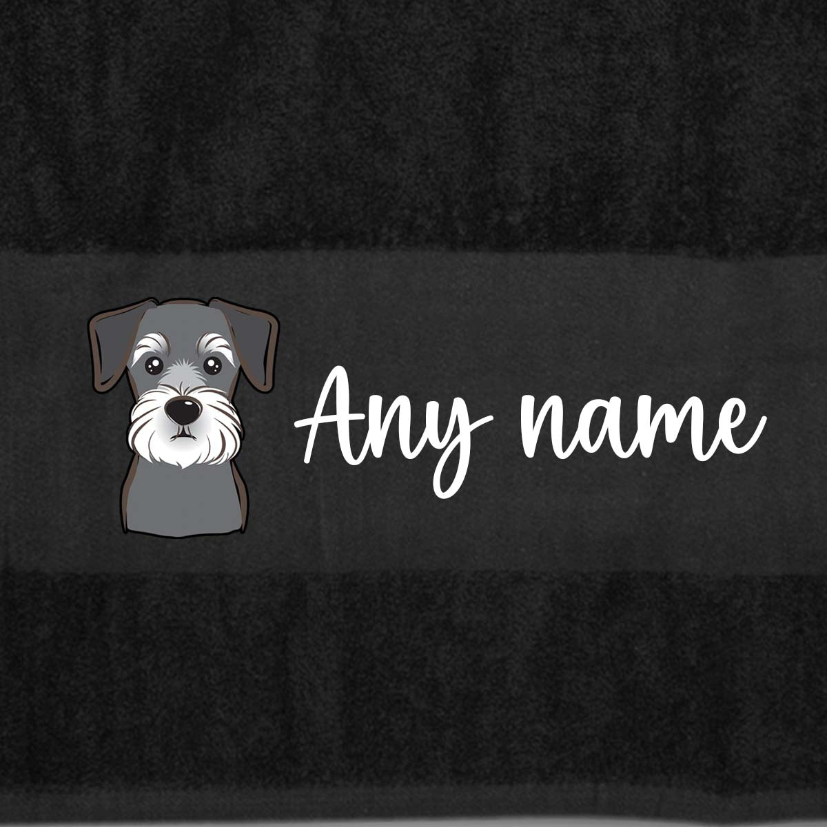BLACK Any Pet Name And A Choice Of Dog Breed - Bath Towel
