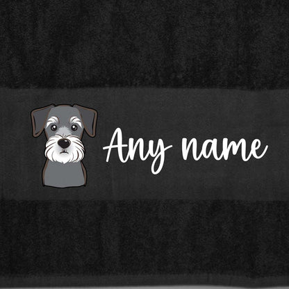 BLACK Any Pet Name And A Choice Of Dog Breed - Bath Towel